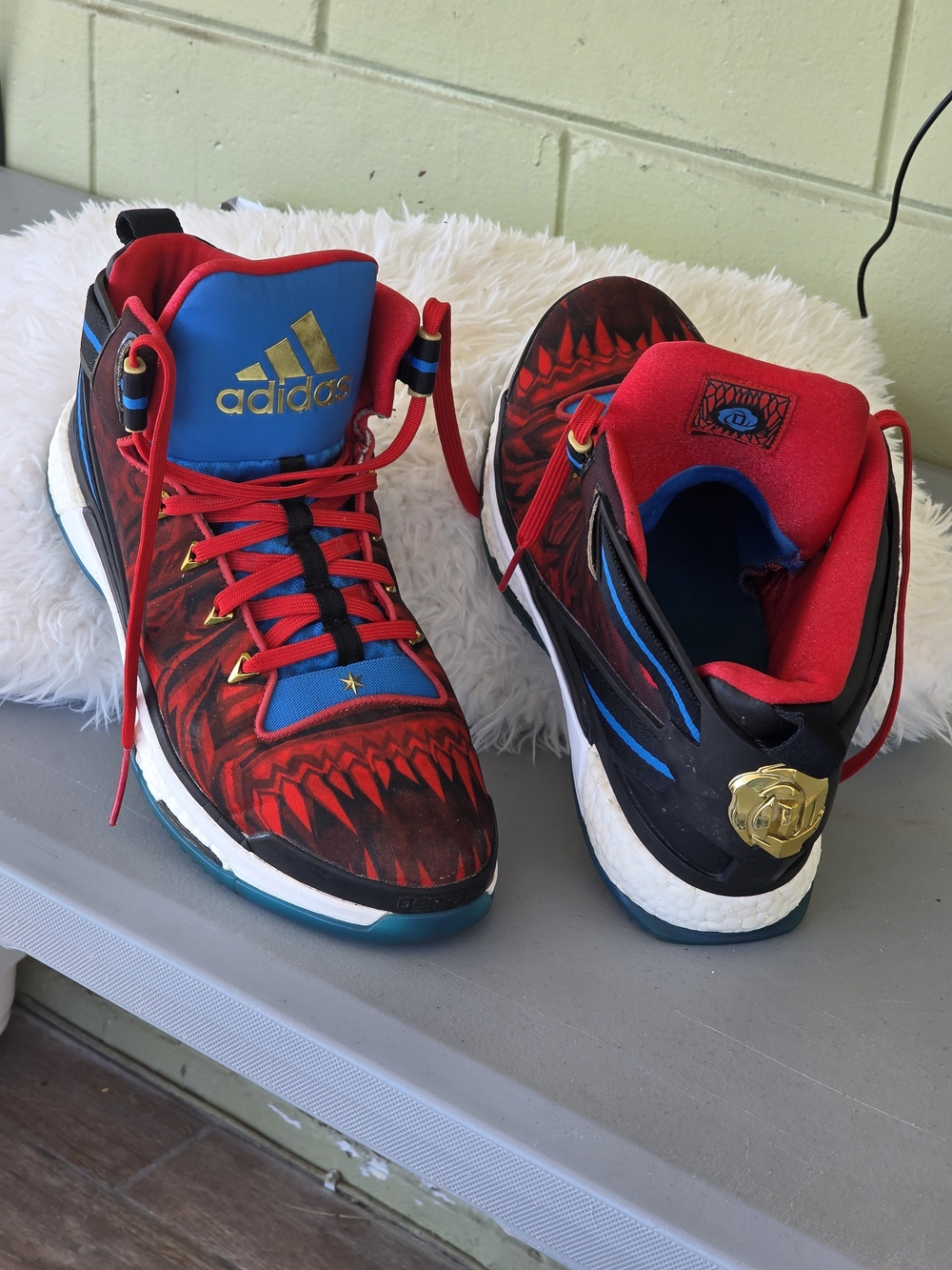 adidas Red & Blue Graphic Basketball Shoes
